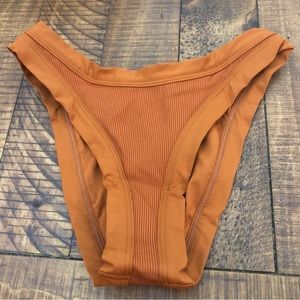 NWT L*Space Ribbed Knit Foley Bikini Bottom Bitsy in Amber Brown - Size XS